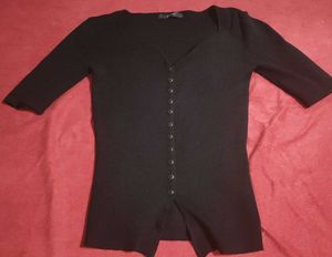 Black Button-Down Top