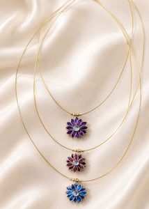 Set of 3 Flower Pendant Necklaces