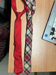 Two Stylish Ties - Red & Plaid