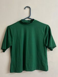 Green Mock Neck T-Shirt
