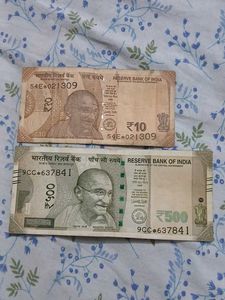 Ten & Five Hundred Rs Star Note