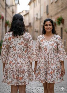 Floral Print Tiered Mini Dress
