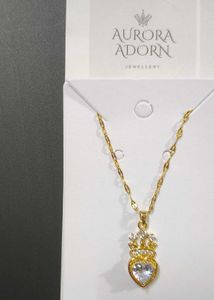 Anti Tarnish Heart Crown Necklace