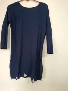 Elegant Navy Blue Embroidered Kurta