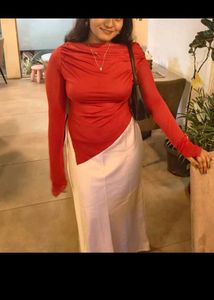 Chic Red ♥️ 🍒 haiMesh Top with Asymmetrical