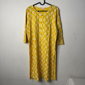 Yellow Printed Kurta
