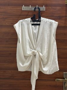 White Twist-Front Top