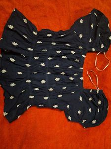 Floral Print Smocked Crop Top