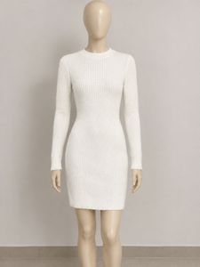 white Cozy Ribbed Knit Mini Dress