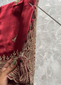 Elegant Red Embroidered Saree