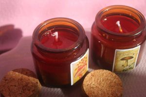 Red Scented Candles in Amber Jars