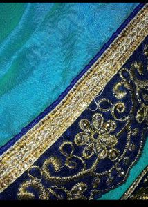 Stunning Teal Saree with Gold Embroidery