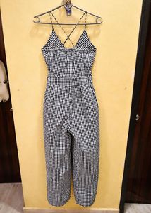 Gingham Print Jumpsuit with belt