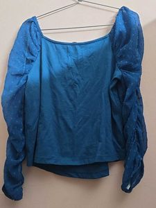 Blue Puff Sleeve Top
