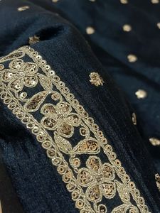 navy blue Embellished fabric