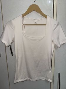 Chic White Square Neck Top
