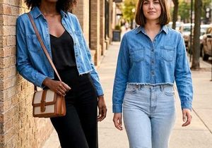 Blue Denim Crop Shirt