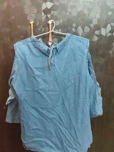 Cold Shoulder Denim Top