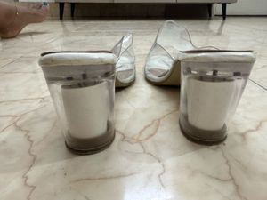 Clear Block Heel Mules
