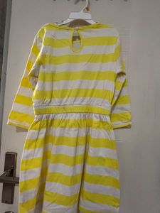 Beautiful White N Yellow Striped UCB Dress