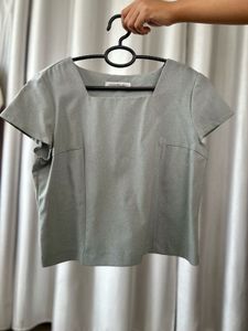 Chic Grey Square Neck Top