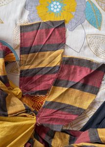 Yellow Kurta with Red &amp; Brown Stripes