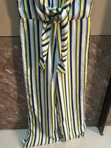 Striped Jumpsuit with Tie Front