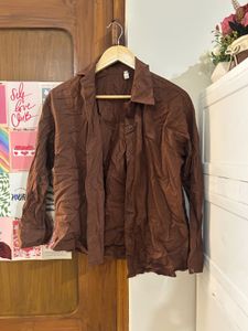 Brown Collared Button-Up Shirt