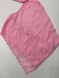 Pink Lace Bikini Top with Straps