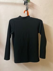 High Neck Ribbed Black Top