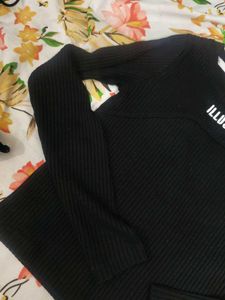 Black Ribbed Illusion Top