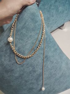 Layered Chain Pearl Necklace