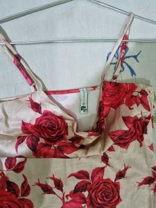 Newme Floral Print Satin Slip Dress