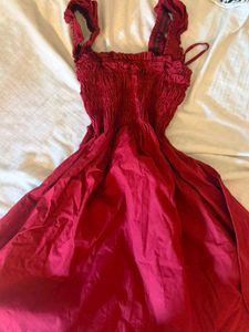 Negotiable y2k grunge Chic Smocked Red Mini Dress