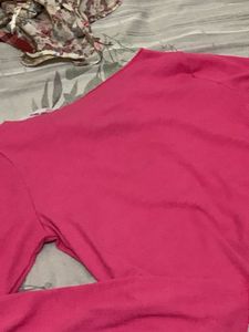 Hot Pink Ribbed Long Sleeve Top