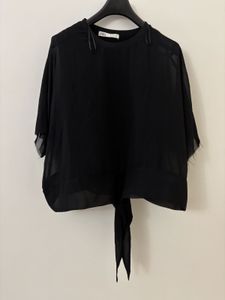 Chic Black Sheer Tie-Back Top