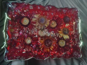 Beutiful Handmade Floral Resin serving Tray