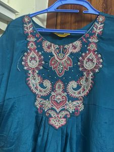 Teal Kurta with Embroidery