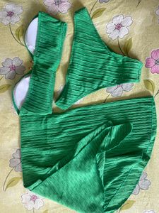 Vibrant Green Bikini Set with Sarong
