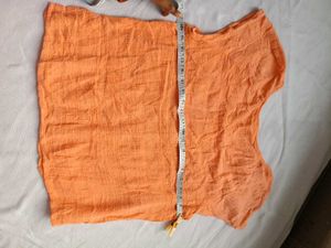 Orange Textured Short Sleeve Top