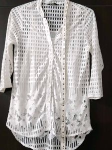 White Lace Overlay Tunic Top