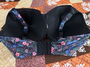 Floral Print Bra with Lace Trim