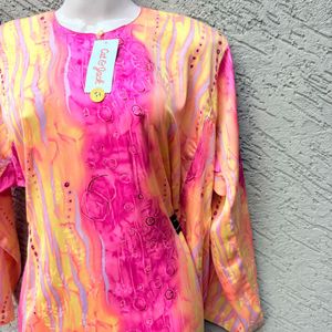 Vibrant Pink &amp; Orange Tie-Dye Kurta