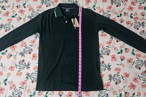 Men's Long Sleeve Dark Green Polo Shirt