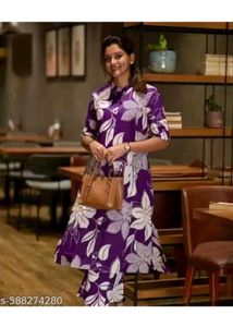 Stylish Purple Floral Kurta Set