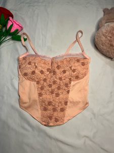 Sheer Floral Lace Corset Top