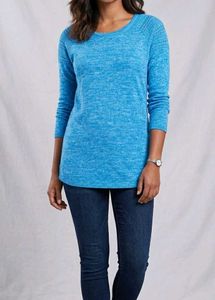Blue Melange Textured Long Sleeve Top