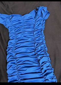 Royal Blue Off-Shoulder Ruched Bodycon Dress