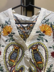 Zara Embroidered Tunic Top