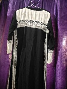 Elegant Black Kurta with White Embroidery